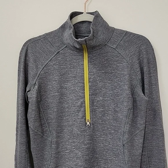LULULEMON LUNO SIGNATURE UNIQE THUMB HOLE YELLOW ZIP WORKOUT COMFY GRAY-JACKET - Picture 5 of 16